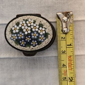 Antique brass inlaid pill box Victorian